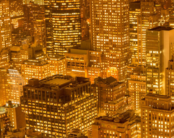 The view of new york manhattan during sunset hours