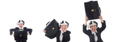 İşadamı palyaço beyazda izole edilmiş.