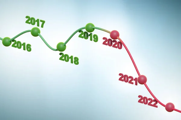 Chart showing decline in the year 2020 — Stock Photo, Image