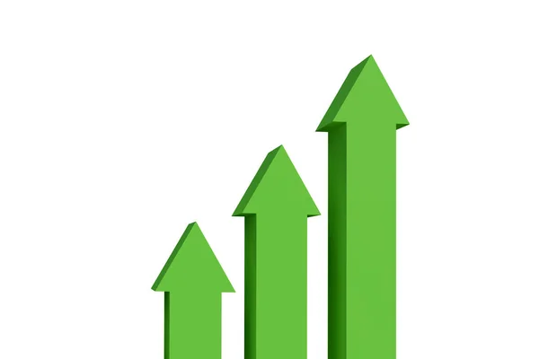 Gráficos de crescimento com setas - renderização 3d — Fotografia de Stock