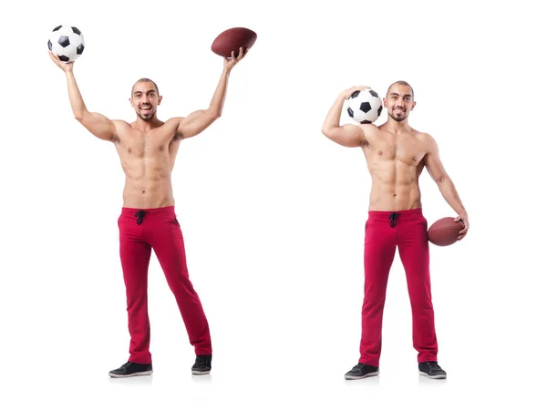 Hombre en concepto de deportes en blanco —  Fotos de Stock