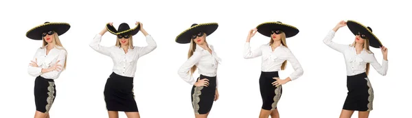 Mujer con sombrero aislado en blanco —  Fotos de Stock