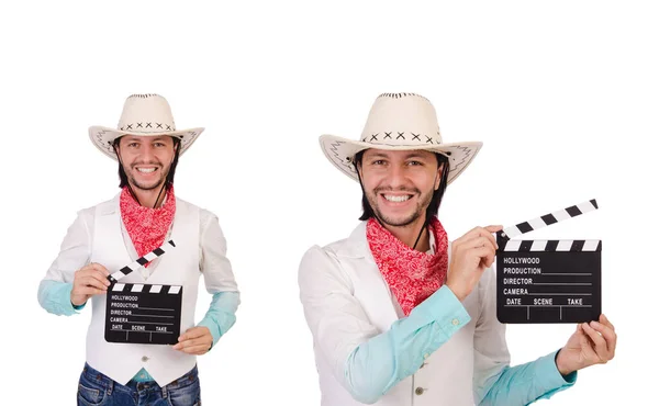 Cowboy isolerad på den vita bakgrunden — Stockfoto