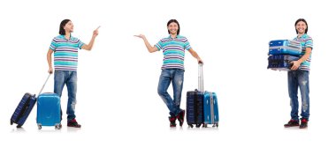 Seyahat konsepti beyaz bavullu