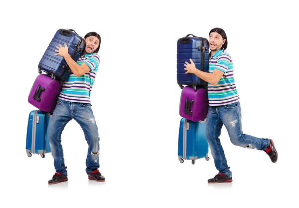 Travel vacation concept with luggage on white — Stock Photo, Image