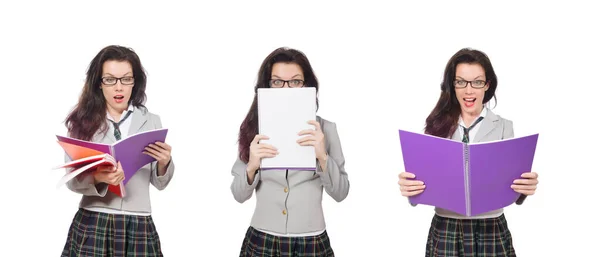 Jonge student geïsoleerd op de witte achtergrond — Stockfoto