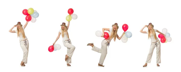 Jonge mooie vrouw met ballonnen in de hand — Stockfoto