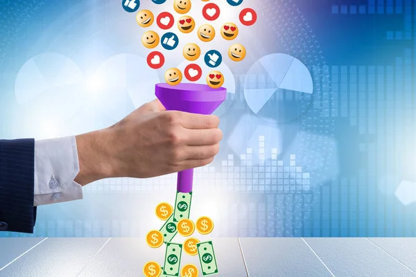Sociaal netwerk Monetization concept met zakenman — Stockfoto