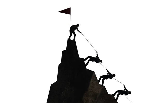 Concept van teamwork met teamklimmen bergtop — Stockfoto