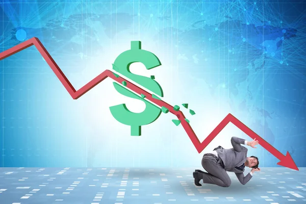 Konzept von Wirtschaftskrise und Dollar-Inflation — Stockfoto