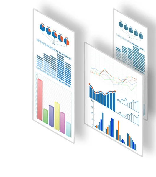 व्यवसाय चार्ट आणि इन्फोग्राफिक्स 3 डी रेंडरिंग — स्टॉक फोटो, इमेज