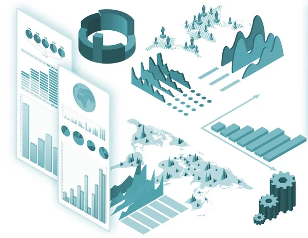 Various charts and graphs - 3d rendering