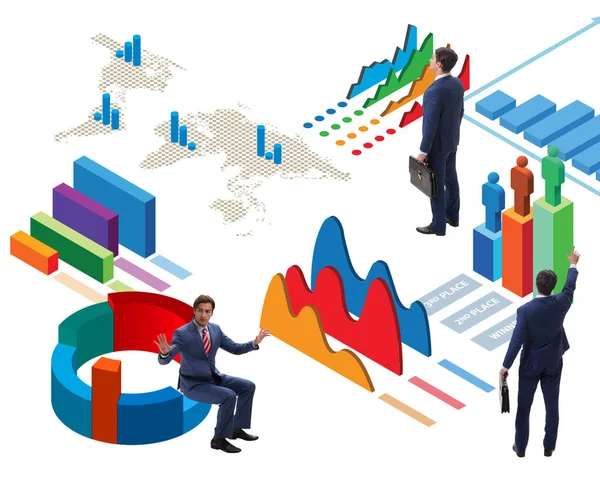 Biznesmen w analityce biznesowej koncepcja infografiki — Zdjęcie stockowe