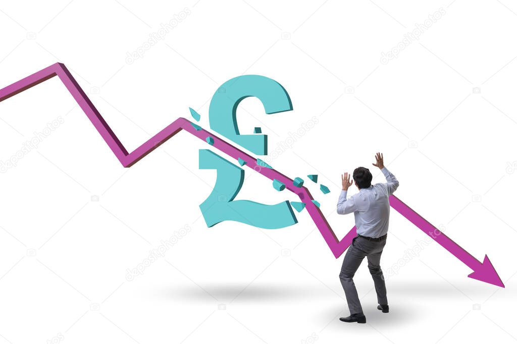 Concept of economic crisis and gbp pount inflation