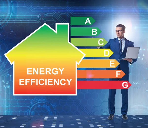 Empresário no conceito de eficiência energética — Fotografia de Stock