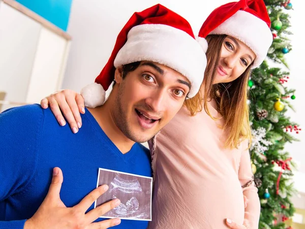 Femme enceinte céleste noël avec mari — Photo