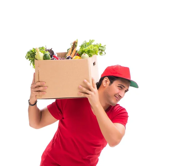 Konzept der Lieferung von Einkäufen isoliert auf weißem Hintergrund — Stockfoto