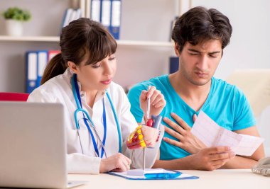 Genç hasta, doktor kardiyoloğu ziyaret ediyor.