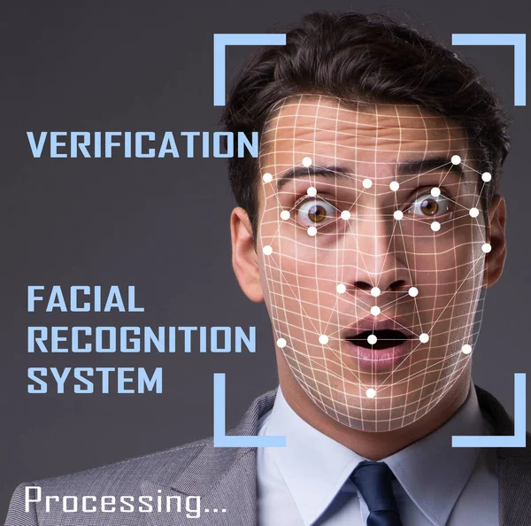 Begreppet programvara för ansiktsigenkänning och hårdvara — Stockfoto