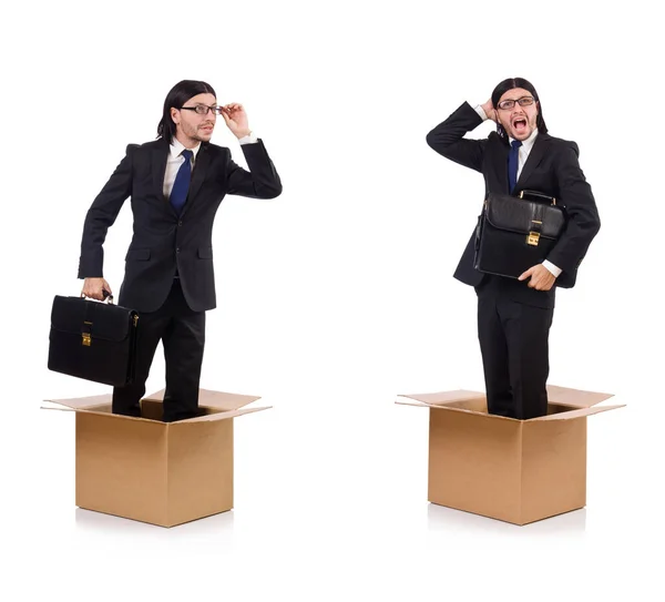 Man in thinking out of the box concept — Stock Photo, Image