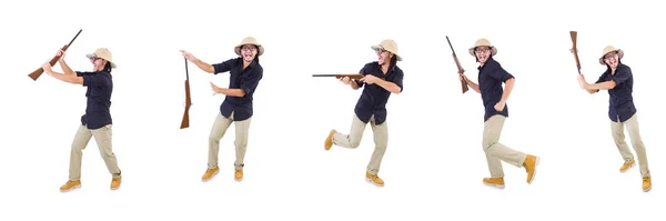 Cazador divertido con sombrero de safari — Foto de Stock