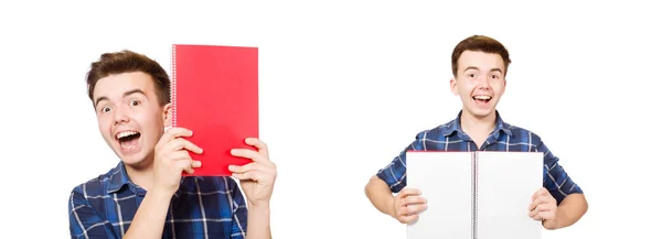 Étudiant drôle isolé sur blanc — Photo