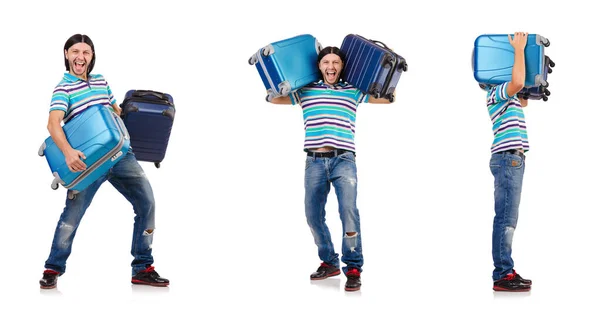 Travel vacation concept with luggage on white — Stock Photo, Image