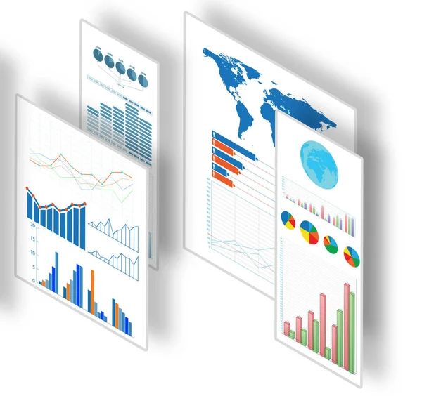 Gráficos de negócios e infográficos - renderização 3d — Fotografia de Stock