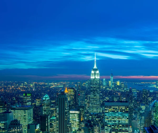 Vista de Nova York Manhattan durante o pôr do sol — Fotografia de Stock