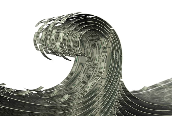 Dolardan yapılmış dalga - 3D görüntüleme — Stok fotoğraf