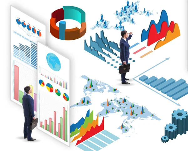 Geschäftsmann in Business Visualisierung und Infografik-Konzept — Stockfoto