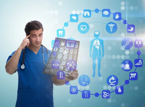 Doctor looking at x-ray image in telehealth concept — Stock Photo, Image