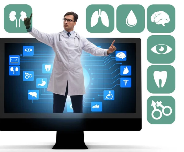 Telemedizin-Konzept mit Arzt für Fernuntersuchungen — Stockfoto