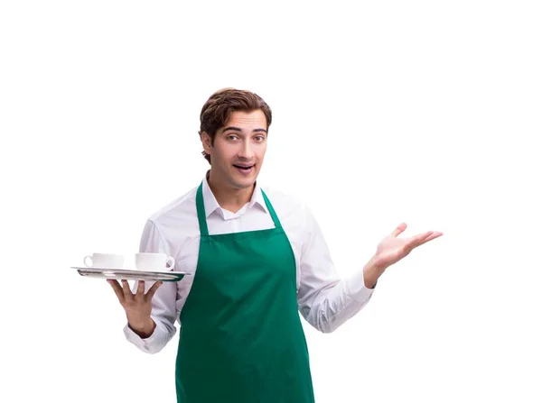Ung servitör isolerad på vit bakgrund — Stockfoto
