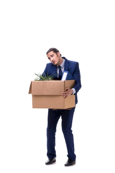 Young male businessman employee isolated on white — Stock fotografie