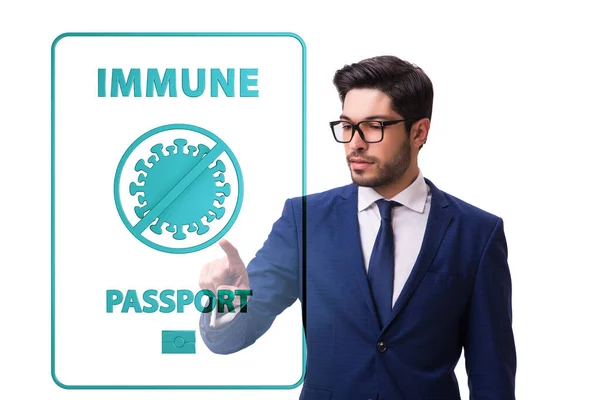 Concept of immunity passport - pressing virtual button — Stock Photo, Image