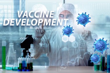 Coronavirus covid-19 aşısı üzerinde çalışan doktor.