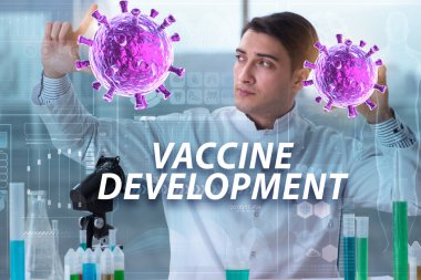 Coronavirus covid-19 aşısı üzerinde çalışan doktor.