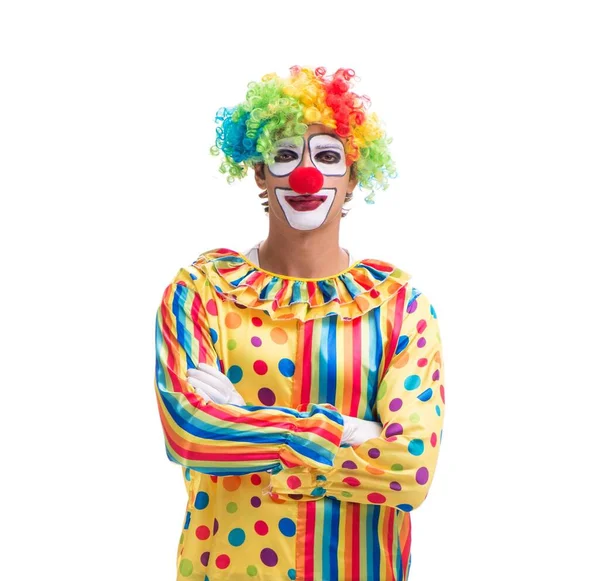 Rolig clown isolerad på vit bakgrund — Stockfoto