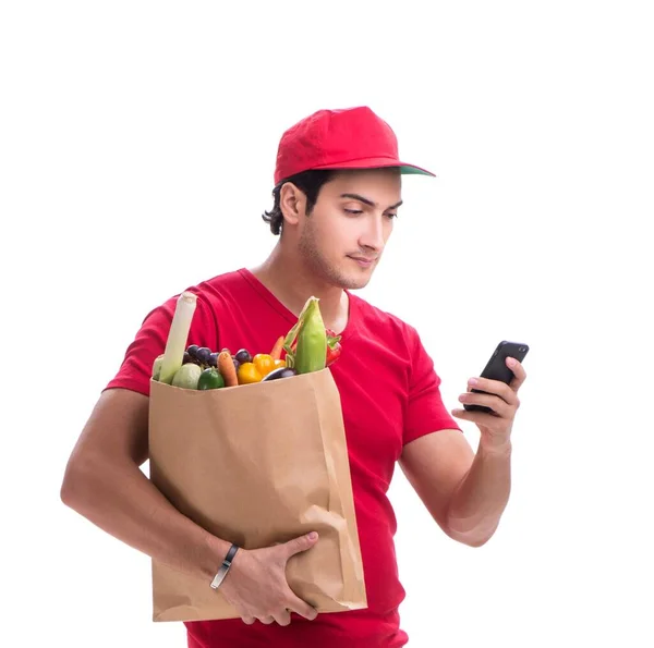 Concepto de entrega de compras aislado sobre fondo blanco —  Fotos de Stock