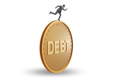 Businessman in debt and loan concept clipart