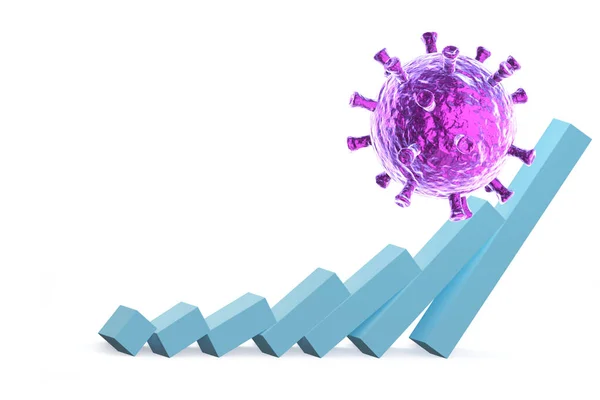 Επιπτώσεις του ιού του κερατοειδούς στην οικονομική ανάπτυξη - 3d rendering — Φωτογραφία Αρχείου