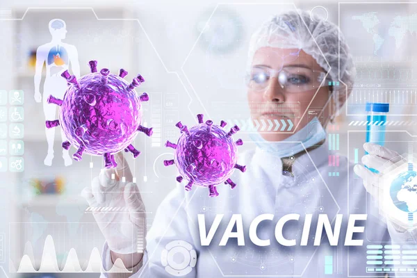 Ärztin arbeitet an Coronavirus-Covid-19-Impfstoff — Stockfoto