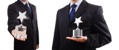 Businessman with star award isolated on white clipart