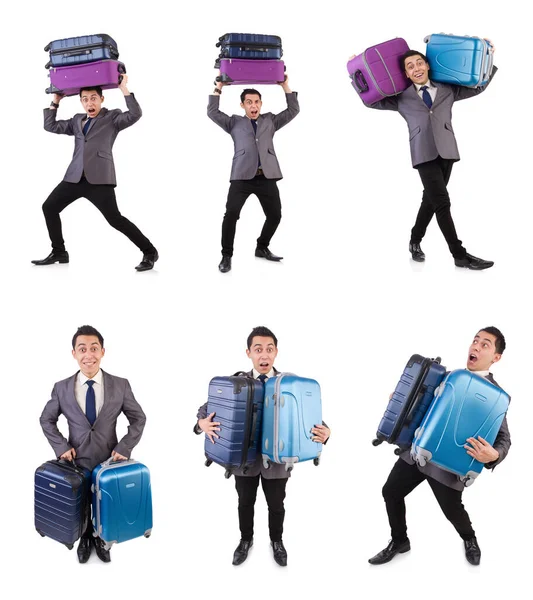 Koncept cestovní dovolené se zavazadly na bílém — Stock fotografie