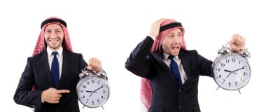 Arap adam beyaz üzerinde zaman kavramı