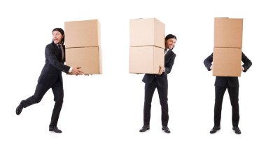 Beyaz kutulu komik adam.