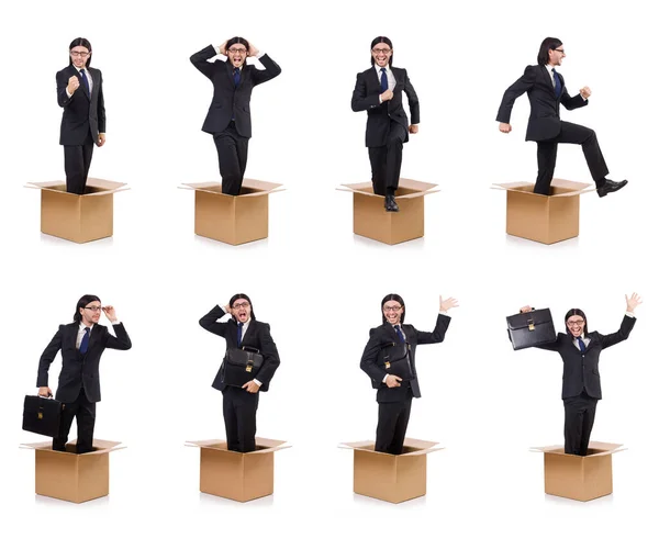 Man in thinking out of the box concept — Stock Photo, Image