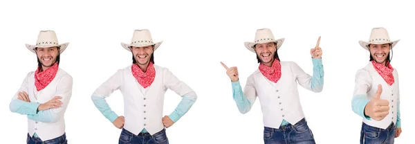 Cowboy isolado no fundo branco — Fotografia de Stock