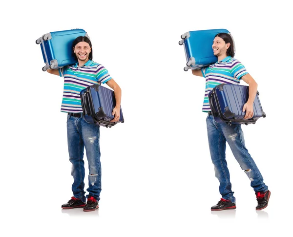 Travel vacation concept with luggage on white — Stock Photo, Image